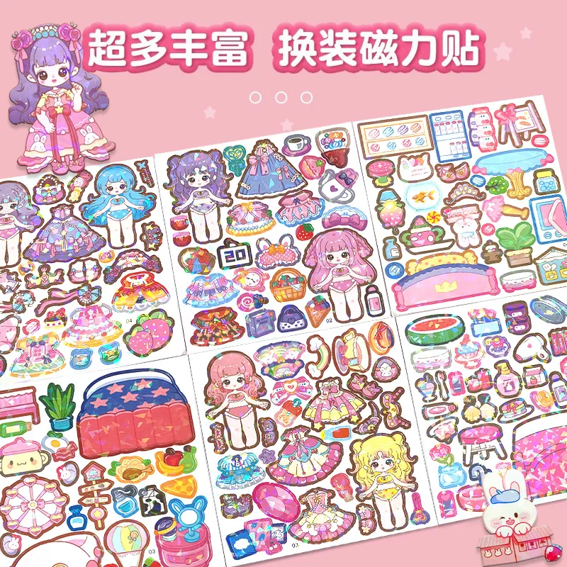 Livre silencieux portatif magnétique pour filles et enfants, dessin animé, nouveau livre silencieux magnétique sans découpe