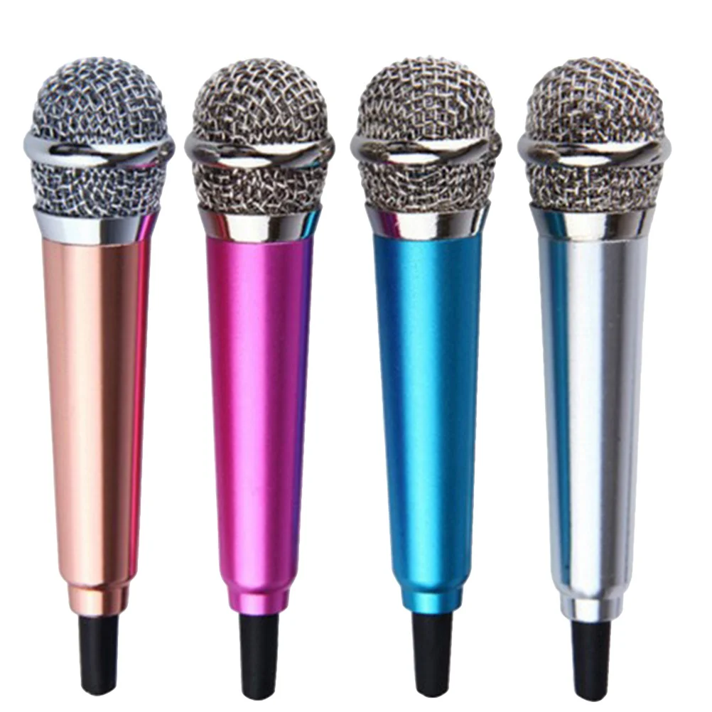 

4Pcs Mini Cell Phone Microphone Portable Plug Play for Laptop Webcam Recording Karaoke Apps Smartphones K Song Microphone