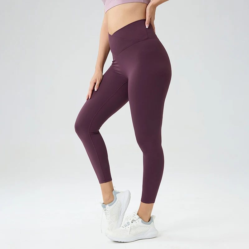 Cross Waist Fitness Leggings Women Soft Yoga Pants Running Gym Pants High Waist Hip Lift Pilates Sports Running Yoga Wear