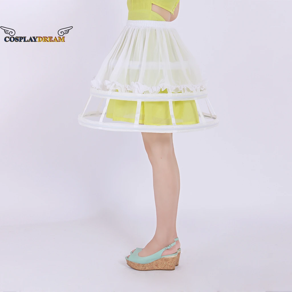 ผู้หญิง Lolita Hollow Out Birdcage Petticoat 3ห่วงจีบ Ruffles กระโปรงคอสเพลย์ชุดกระโปรง Petticoat สีขาวซับ