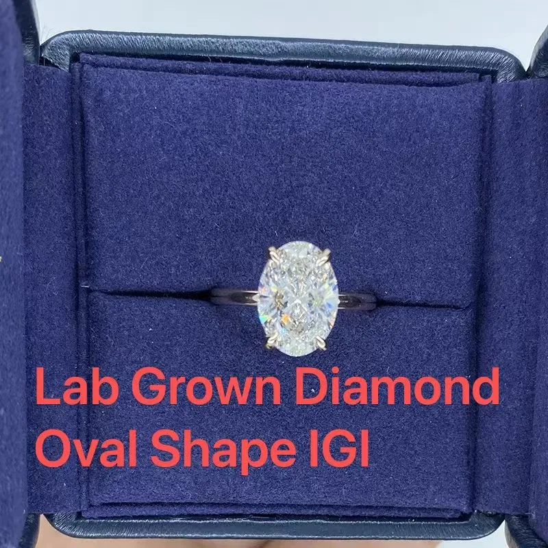 1Ct Fine Oval Cut IGI CVD HPHT Lab Grown Diamond Solitaire Wedding Diamond Ring 14K Yellow Gold DEF Color VS-VVS