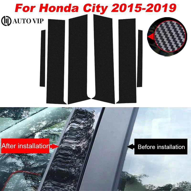 

Pillar Posts for Honda City carbon fibre 2015-2019 Door Window Trim Cover Kits Stickers Auto Styling Exterior Parts accessories