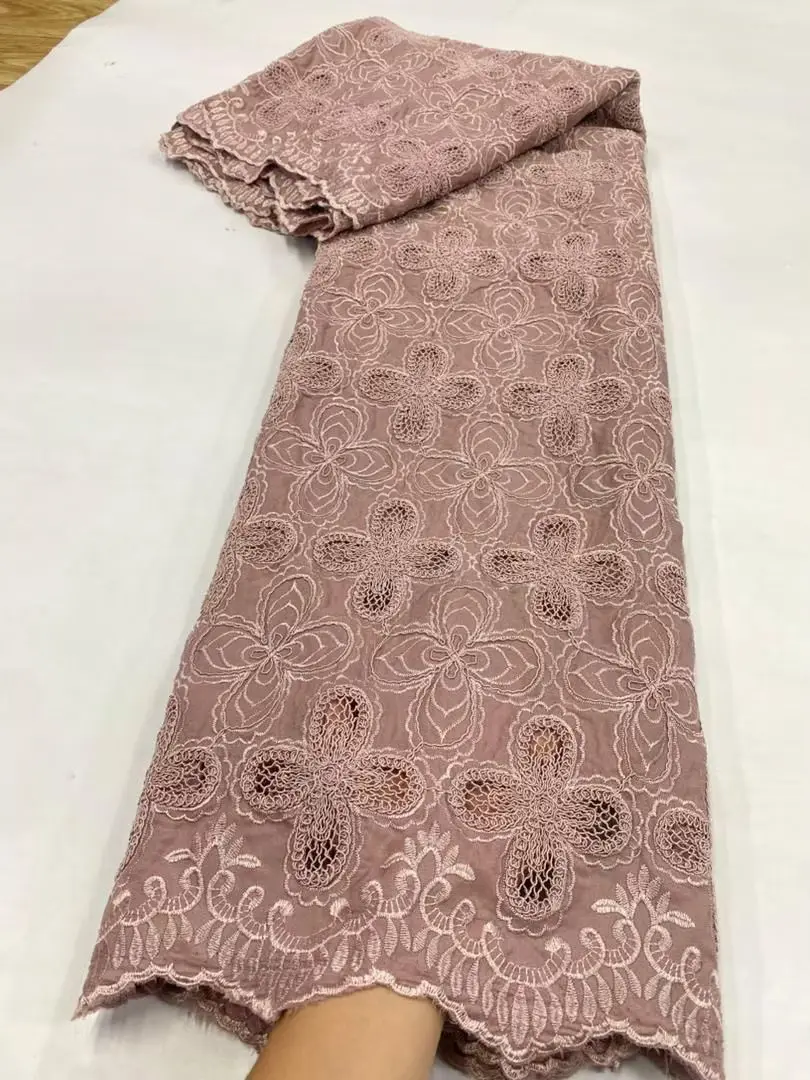 

2025 African Nigerian Tulle Lace Fabric, for Sewing Wedding Party Gown Dress, High Quality,Embroidered Cotton Damask, 5 Yards