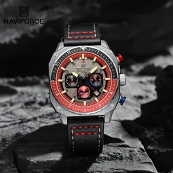 NAVIFORCE Fashion Brand Luxury Watches For Men 30m Water Resistant Man Chronograph Clock Sports Genuine Leather Strap Wristwatch