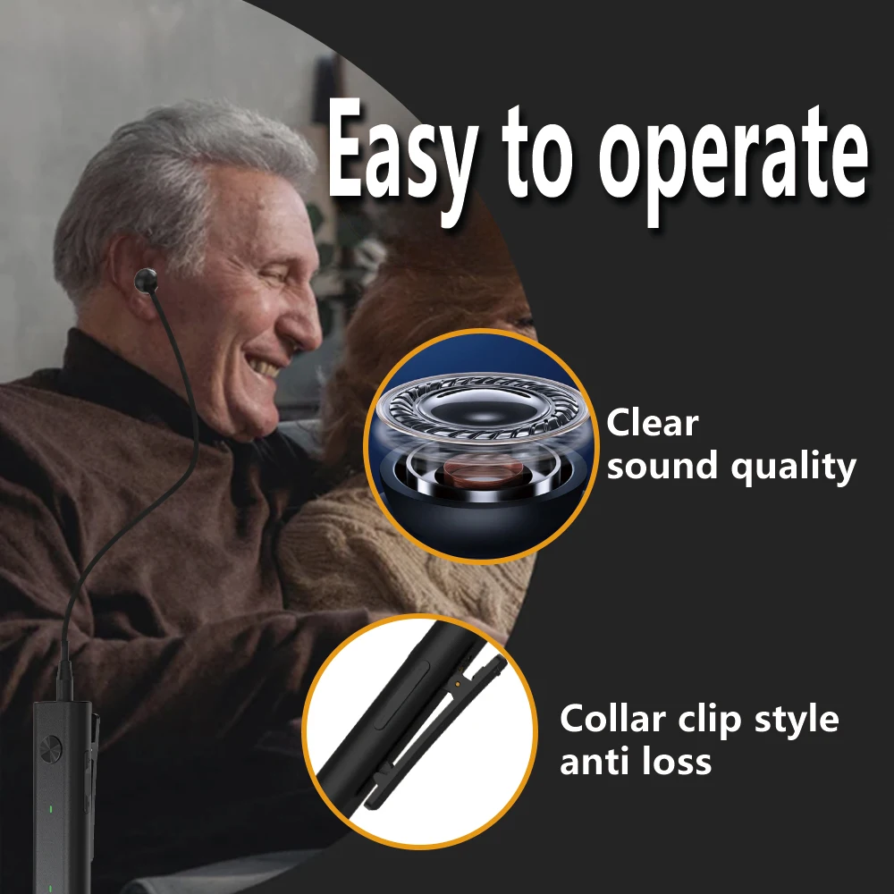 Hmnaga Noise Reduction Sound Amplifier for Elderly Rechargeable Adjustable Hearing Aid for Seniors Suppress Howling Easy Operate