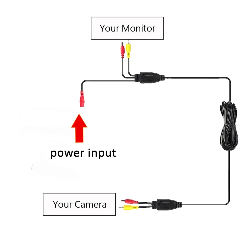 Car Easy to install AV RCA Video Cable For Rear View Camera Monitor DC Car Cigarette Lighter Video Extension Video Power Cord