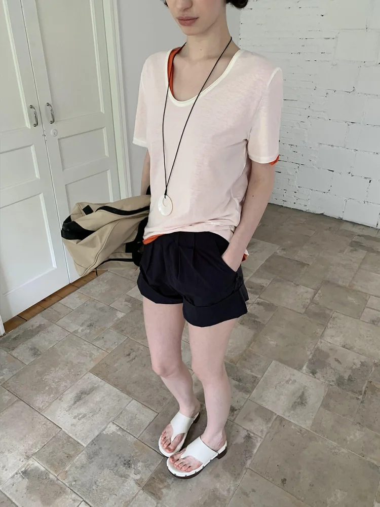 

Женские летние брюки Deep Blue с манжетами, повседневные, новые, простые, универсальные, из 100% хлопка, прямого кроя, в корейском стиле, для офиса и повседневной носки