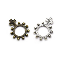 QIGO Vintage Metal Crucifix Ring For Men Women Religious Jewelry 2pcs/lot