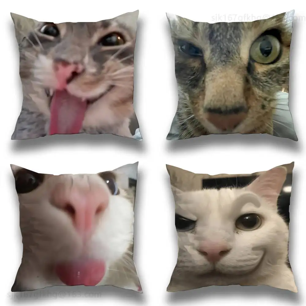 

Funny Cat Meme Pillow Case Pillow Case Living Room Sofa Cushion Cover Suitable For Home Bedroom Room Decoration