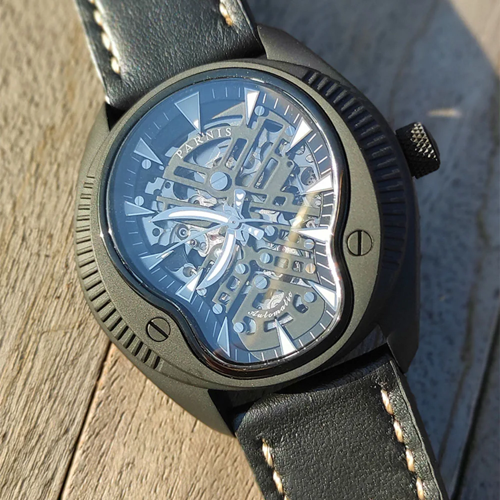 بارنيس 43 مللي متر قراصنة الكاريبي كول الجمجمة الهاتفي ميوتا موضة الاتجاه ساعة رجالية ، الياقوت الاصطناعي صلابة 9 مللي متر