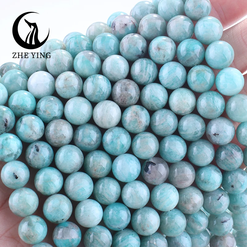 New 8 10mm Russian Blue Amazonite Natural Stone Beads Round Loose Spacer Bead for Jewelry Making DIY Bracelet Necklace Accessory