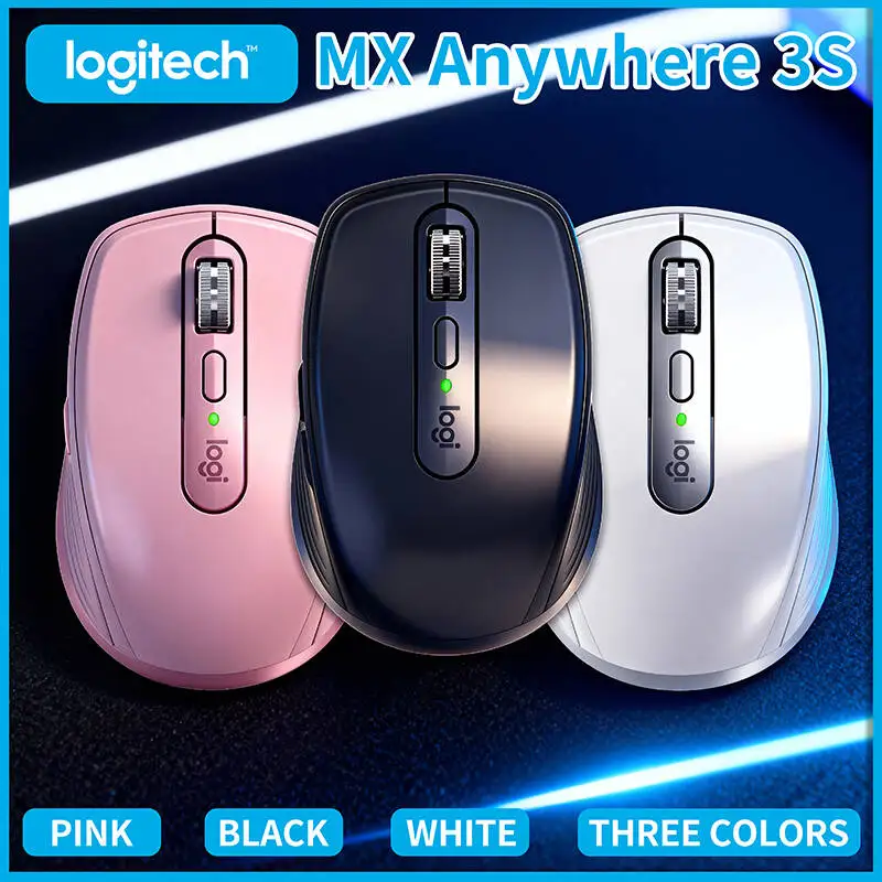 ماوس Logitech MX Anywhere 3S ذو أداء مدمج، تصميم مريح، قابل لإعادة الشحن، سريع التمرير لأجهزة الكمبيوتر المحمول Mac
