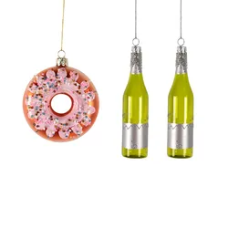 Christmas Tree Decoration Glass Balls Donut Ice Cream Wine Bottle Dog Owl Skating Shoes Shape New Year Pendant Gifts Home Decor
