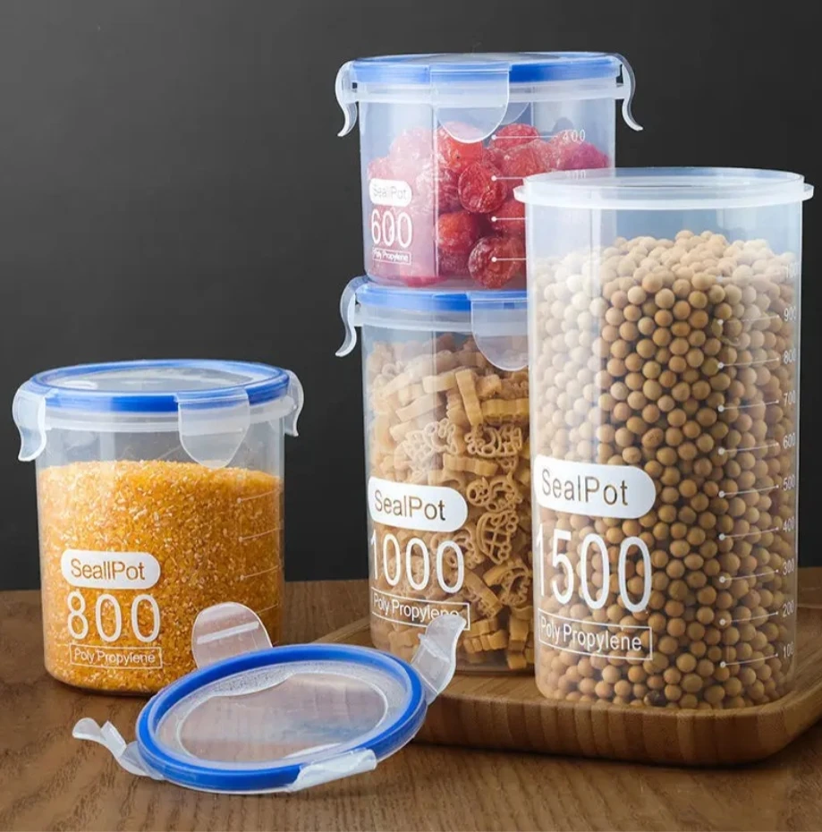 Sealed Storage Box Transparent Kitchen Food Grain Organizer Storage Tank Plastic Large Capacity Moisture-proof Sealed Jars