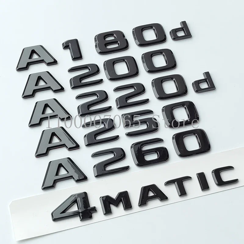 2017 Glossy Black Letters A180 A200 A250 A260 A180d A220d 4Matic ABS Emblem for A Class W176 W177 Car Trunk Logo Sticker