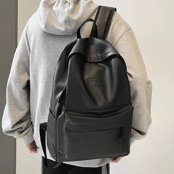 Alta qualidade mulher homem mochila de couro macio mochilas dos homens menina designer luxo mochila portátil grande capacidade saco viagem