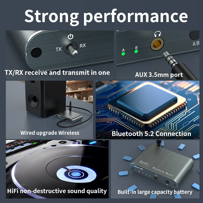 Tebe aptX-HD/LL Bluetooth 5.2 Audio Receiver Transmitter 3.5mm Aux Wireless HIFI Music Adapter Support Connect 2 Deceives image 6