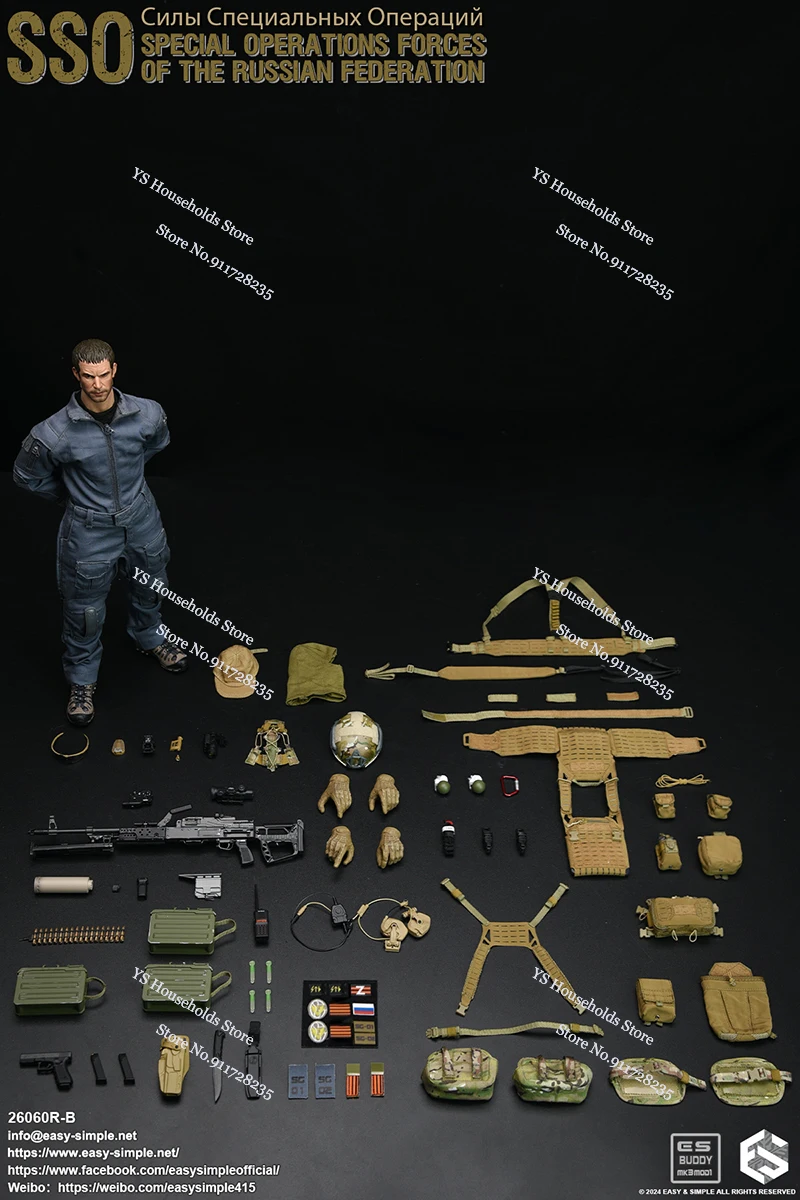 Easy & Simple ES 26060R-A 1/6 รัสเซียหน่วยปฏิบัติการพิเศษทหาร 26060R-B SSO Dark สีเขียว 12 "Action Figure