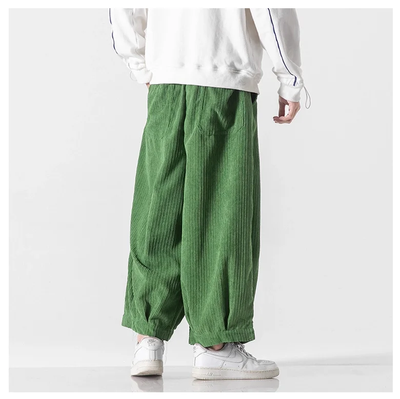 Men's Japanese Style Warm Thicken Corduroy Pants Autumn Winter Fashion Harajuku Wide Leg Loose Trousers