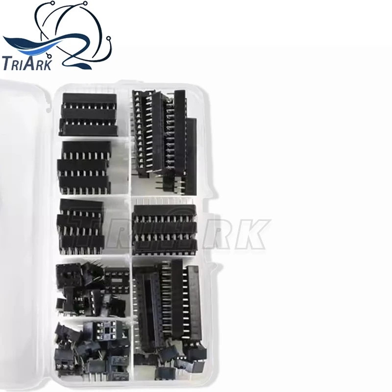 66PCS/lot with Box DIP IC Sockets Adaptor Solder Type Socket Kit 6 8 14 16 18 20 24 28 Pin DIP-6 DIP-8 DIP-14 IC Connector