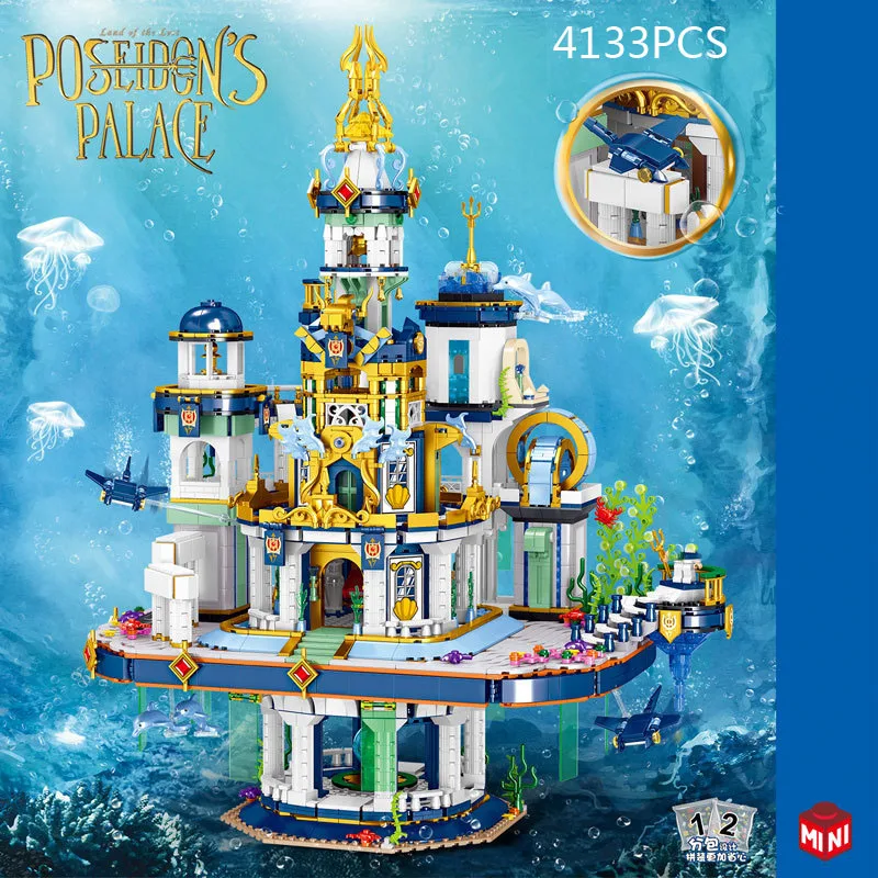 

Mythological Architecture Poseidon Palace Mini Block Undersea Castle Assemble Model Moc Building Brick Toy Collcetion For Gifts