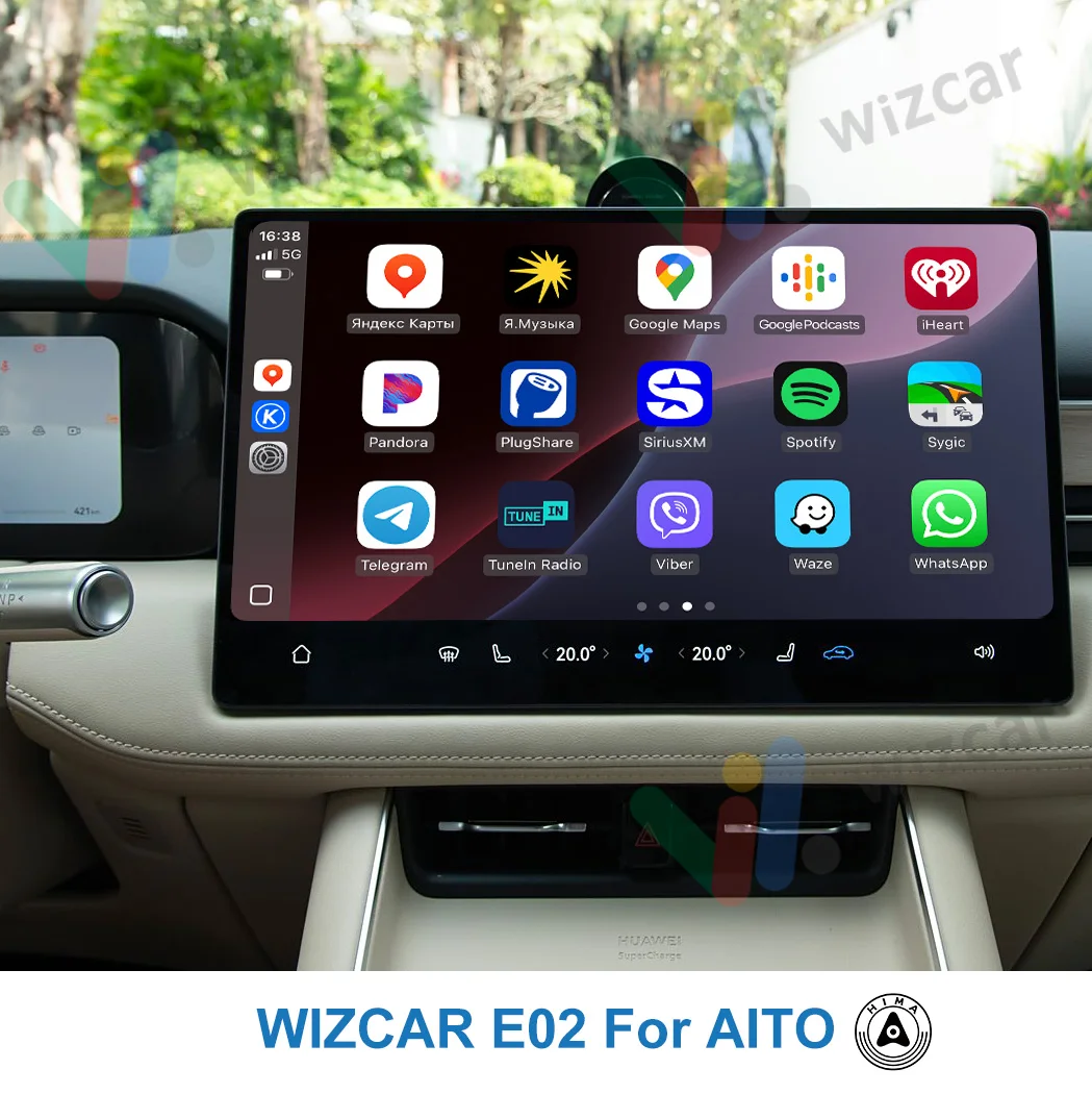 AITO M5 M7 M8 M9 WIZCAR E02 Google Waze Map Spotify Music متعدد اللغات Apple CarPlay Android Auto لهواوي HUAWEI HIMA AITO Auto