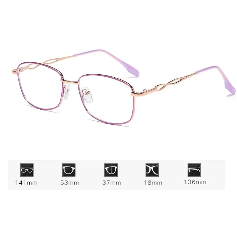 Hochauflösende Anti-Blaulicht-Lesebrille – modische tragbare Lesebrille mit Metallrahmen für Damen – Detail 7