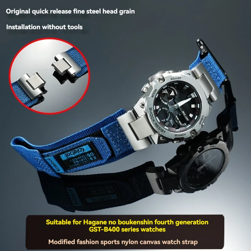 

For Casio G-SHOCK 5657 GST-B400 GST-B400D Modified Canvas Wristband GST-B400CD GST-B400AD Nylon Watchband men Bracelet Wristband