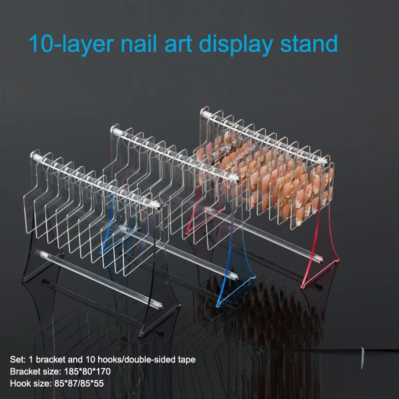 

Transparent Acrylic Hook Style Nail Art Display Rack Board Gel Color Works Sample Exhibition Tools For Stand Manicure Tools