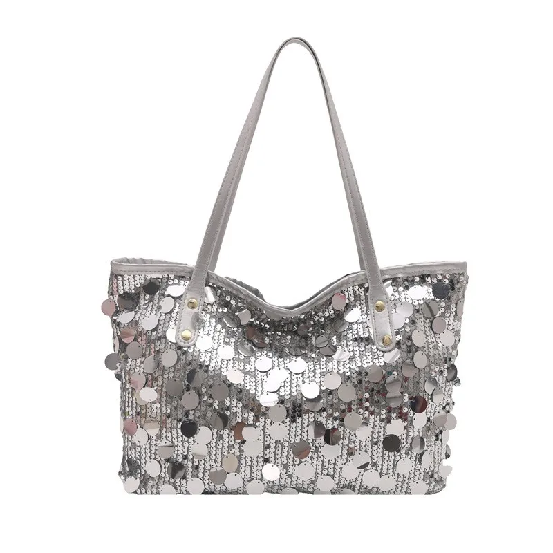 

Women's Sequin Tote Bag Large Capacity Glitter Shoulder Bag Shiny Evening & Party Handbag Daily Commute Underarm Bag