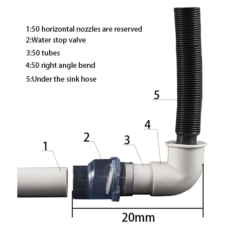 Imagem -03 - Upvc Aleta Válvula de Retenção Transparente Drainpipe Não-retorno Válvula de Retenção Válvula Combinação Define Cozinha Esgoto Desodorizationm 50 mm