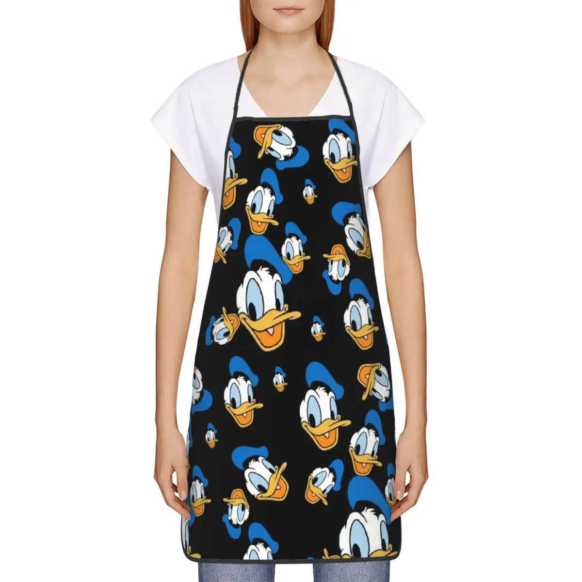 Custom Unisex Anime Figures Donald Duck Kitchen Chef Cooking Baking Apron Men Women Cartoon Tablier Cuisine for Gardening