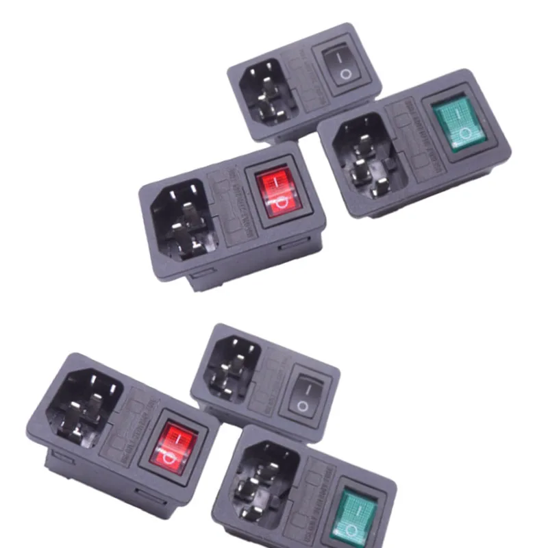 

Разъем питания с переключателем IEC C13 C14, вилка, перемонтируемая розетка, вилка «папа-мама», электрические розетки, розетки переменного тока