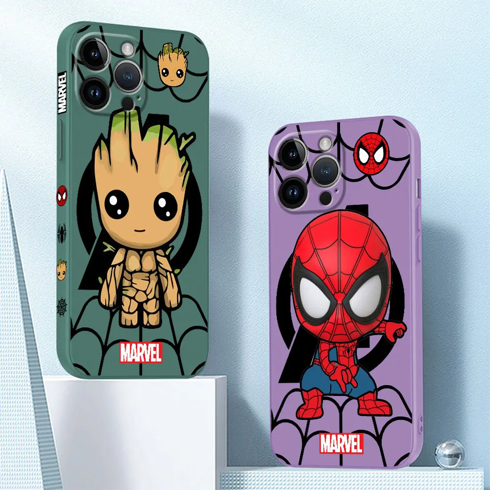 Silicone Case for Xiaomi Redmi Note 10T 12S 11S 9T 9 10 Pro 10 8 12 Pro Plus 7 9S 11 Pro 5G Marvel Spider Man Groot Cover 