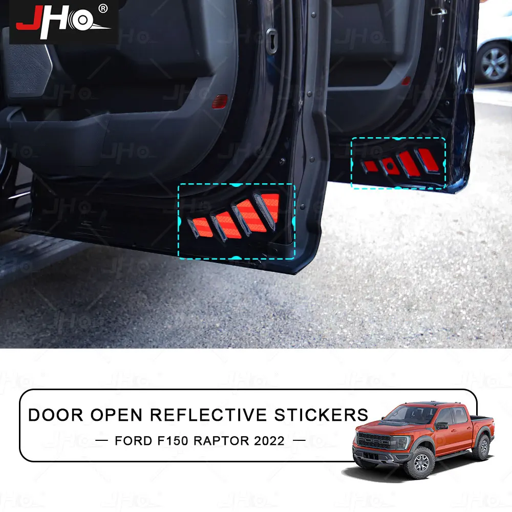 

JHO Car Door Open Warning Reflective Sticker Protection Decals For F-150 Raptor 2022 2023 Decorate Accessories