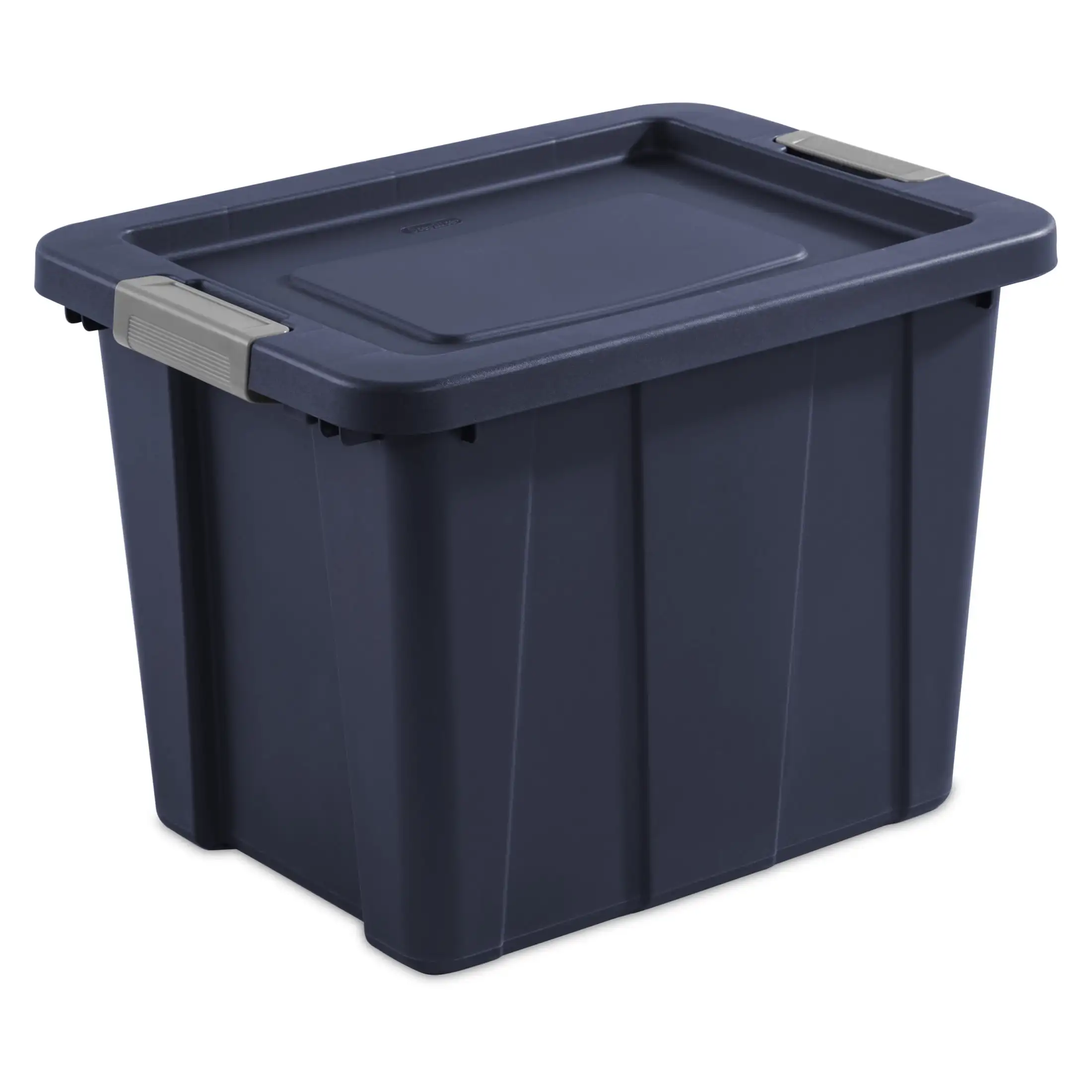 18 Gallon Latching Tote Plastic Dark Indigo Temperature and Impact Resistant Ideal for Use in Garage Heavy Duty Latches