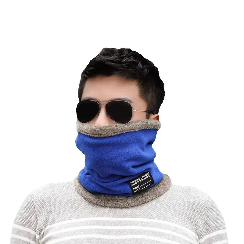 AliExpress ILYEE New Thickened Neck Warm Scarf Winter Solid Color Knitted Fleece Plush Cycling Skiing Snood Collar Scarves for Men Women Bandana