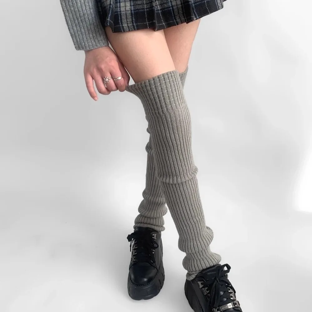 

Fashion Knitted Warm Leg Warmers Over Knee Tube Solid Color Pile Socks Thick Long Leg Sock Autumn