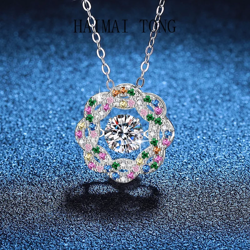 

HAIMAITONG PT950 платиновое ожерелье женское ожерелье с муассанитом, персонализированный умный кулон со звездой 1-каратное ожерелье с муассанитом целиком