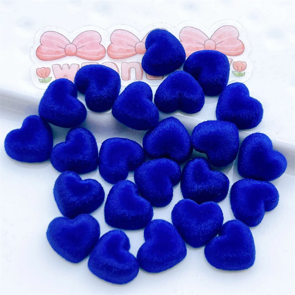 WFFNNKC 20-30Pcs Colorful Flocking Love Heart Flat Back Resin Cabochon Ornament DIY Water Cup Shoe Buckle Jewelry Hair Accessory