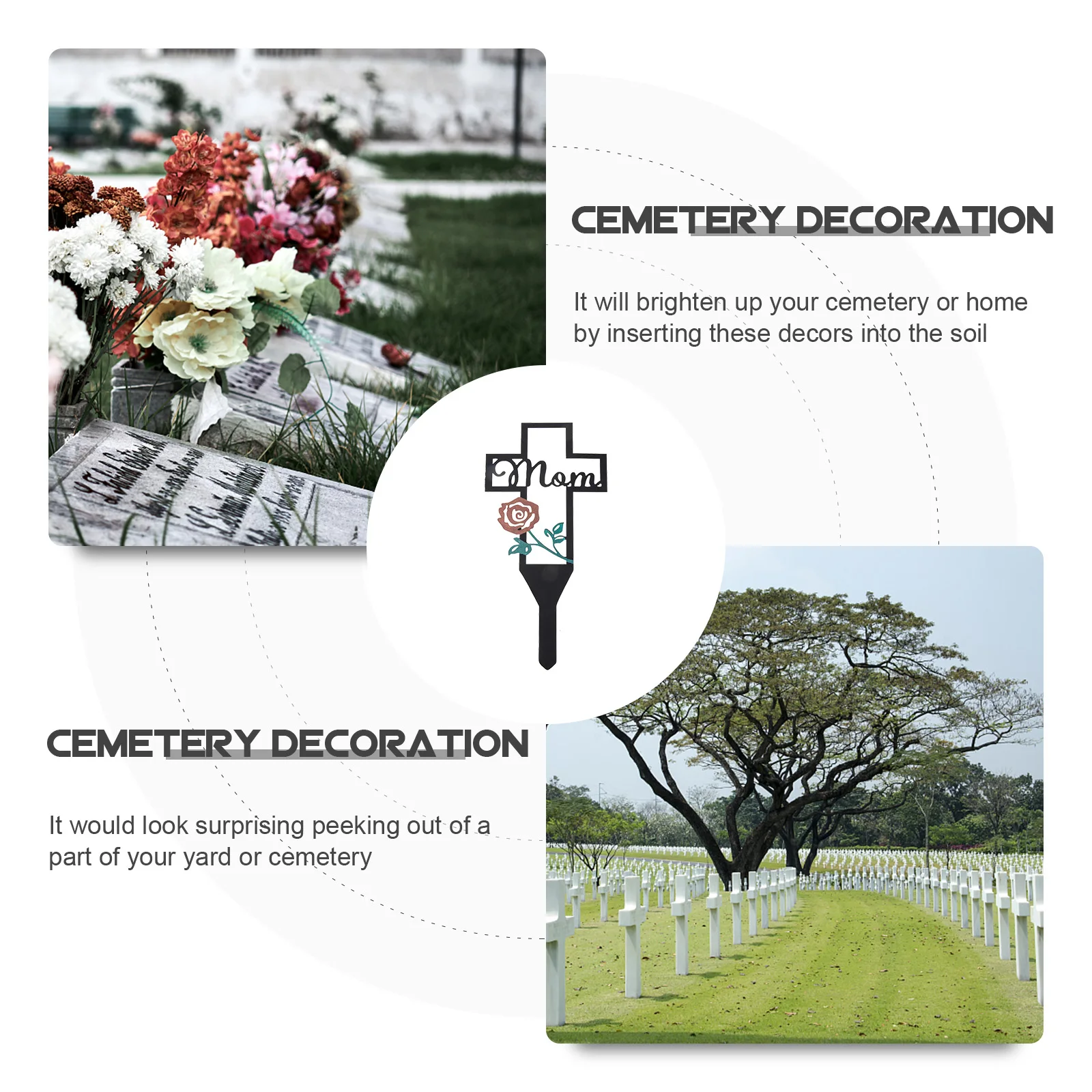 

Creative Lawn Mom Cemetery Decor Stake Iron Outdoor Ground Ornament Durable Weather Resistant Insert Yard Pathway Land Adornment