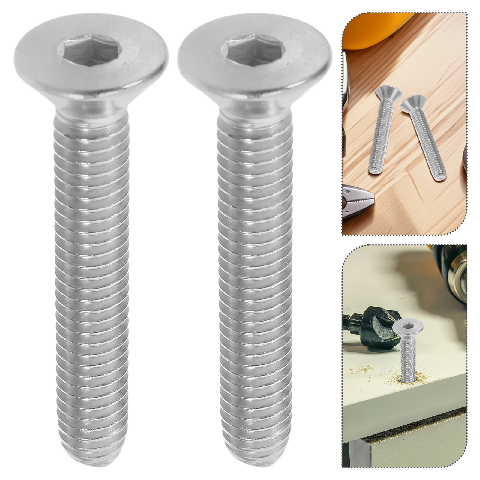 

10pcs Stainless Steel Flat Head Socket Screws 5/16-18*2 Fine Thread Heavy Duty niture Assembly Screws For Bed Frame Tables