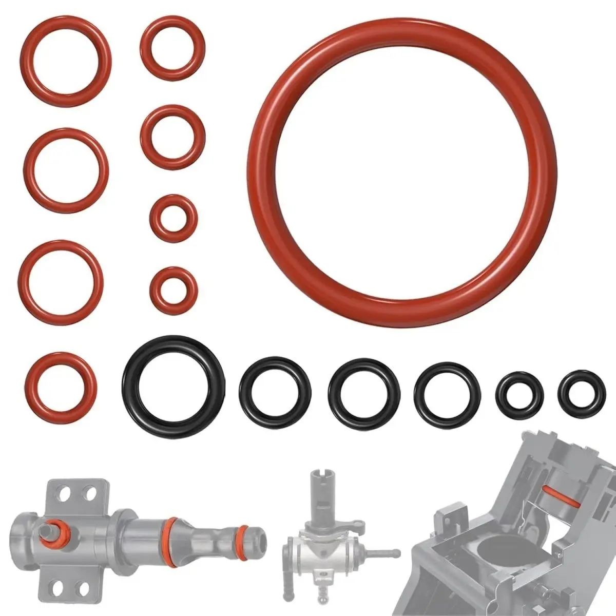 Silicone O-Ring Seal Kit 15PCS for Saeco/Gaggia/Spidem Coffee Machine - Brewing Group Spout Connector Replacement Parts
