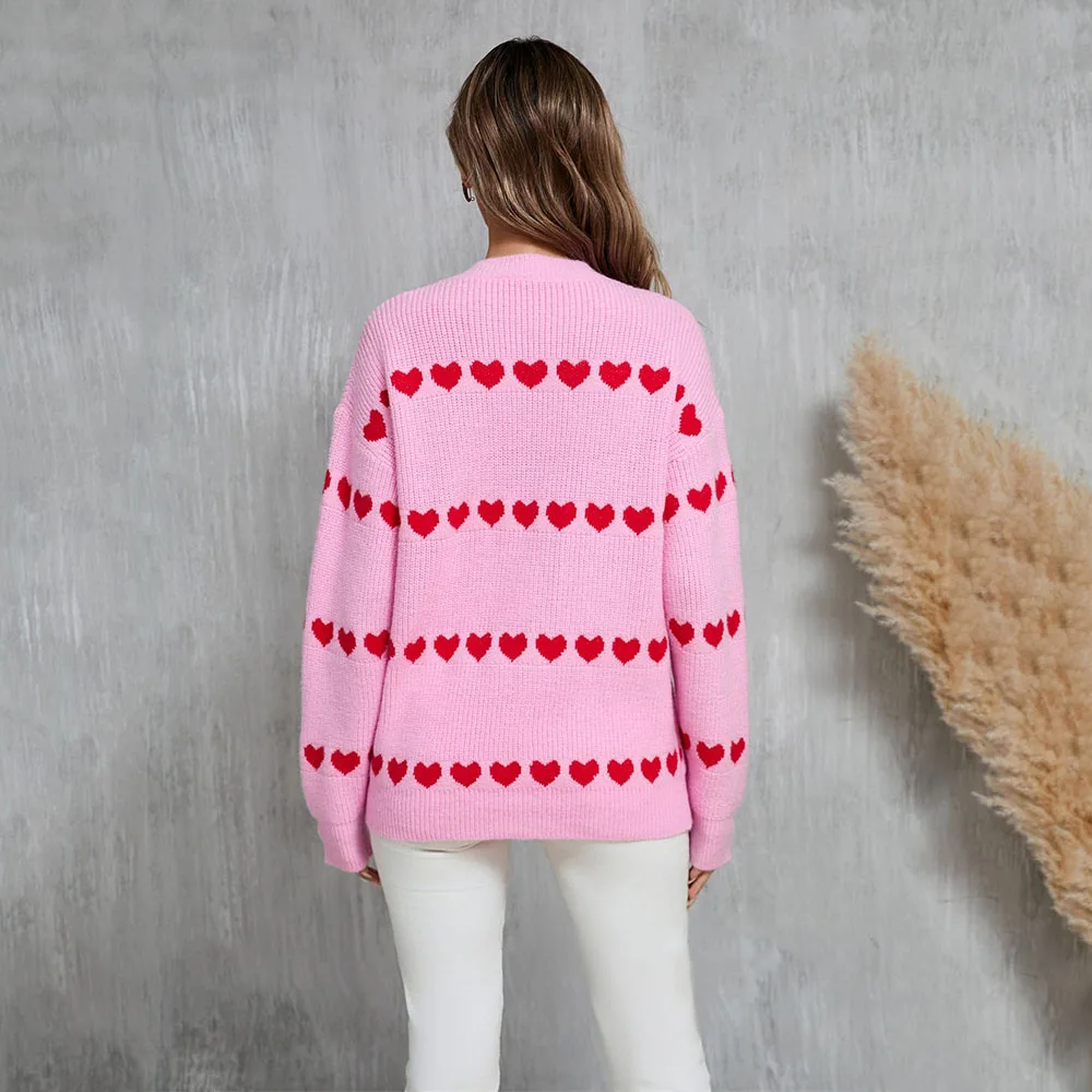 2025 nuevo suéter de punto suelto informal para mujer, jersey con estampado romántico a la moda