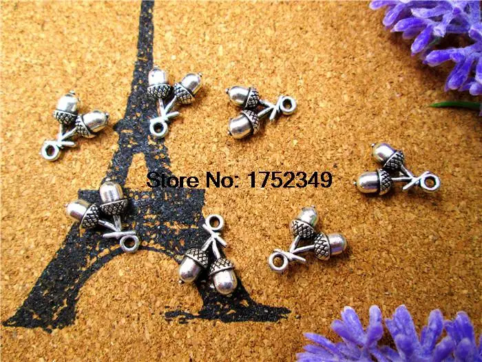 

150pcs--Acorn Antique Tibetan Silver Tone 3D Acorn Charm Pendants 14x11mm