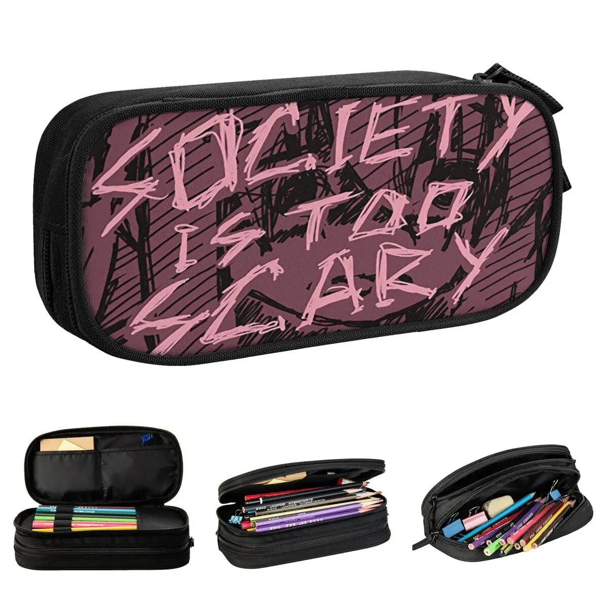 Bocchi The Rock Depressed Hitori Gotou With Society Is Too Scary Pencil Cases Anime Pencilcases Pen Box Kids Big Capacity Bag