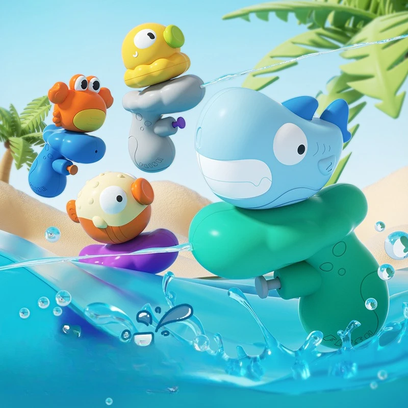 Children's cartoon water gun, octopus shark mini water gun, children's water grab, outdoor shower toy