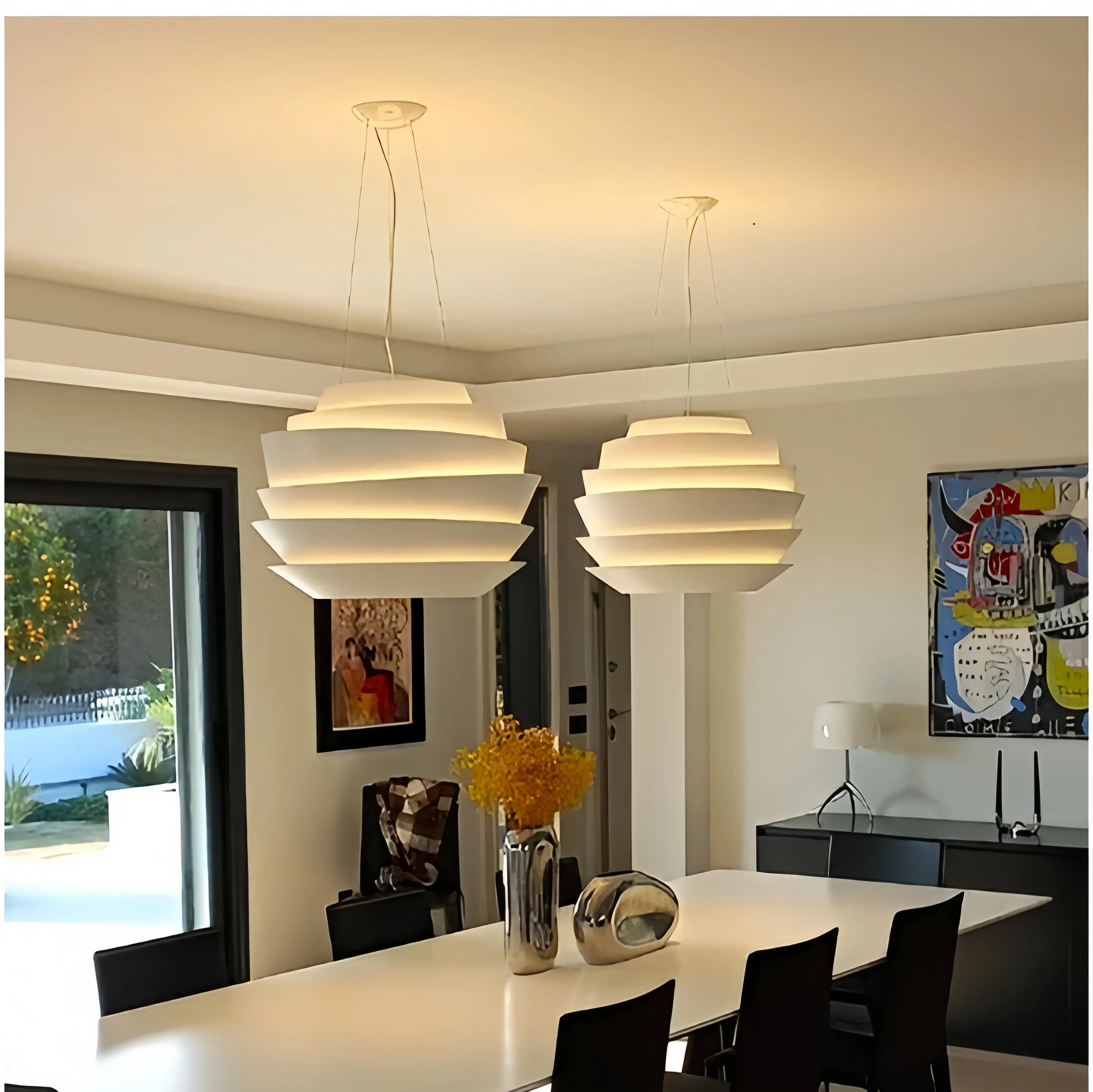 Modern Nordic Pendant Lamp with Layered Aluminum Shades, Minimalist Multi-Layer Chandelier for Dining Room, Kitchen Island, Livi