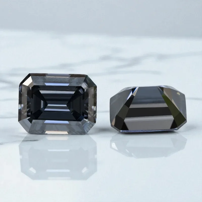 Moissanit-Stein, Smaragdschliff, graue Farbe, Charms, glänzender Edelstein, DIY-Ring, Halskette, Ohrringe, Hauptmaterialien mit Zertifikat – Detail 3