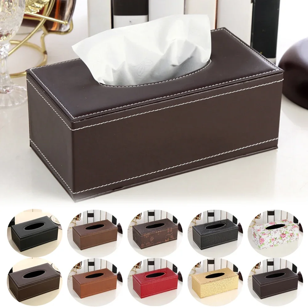 

1PC Large Size Leather Paper Drawer Living Room Household Tissue Box Creative PU Napkin Papers Box Car Mounted Tissue Paper Boxs